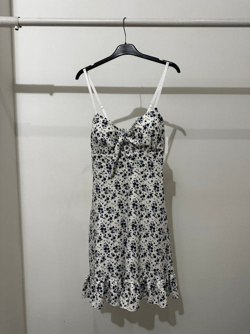Vestito corto floreale nodo