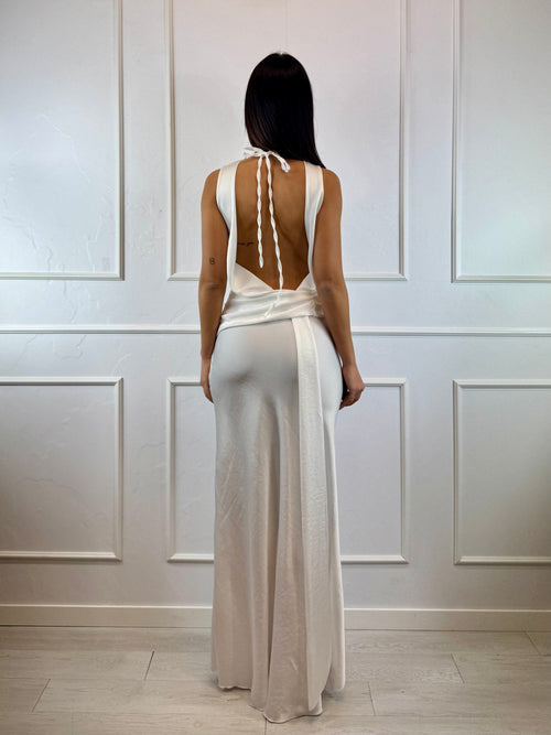 Abito cerimonia satin scollo schiena