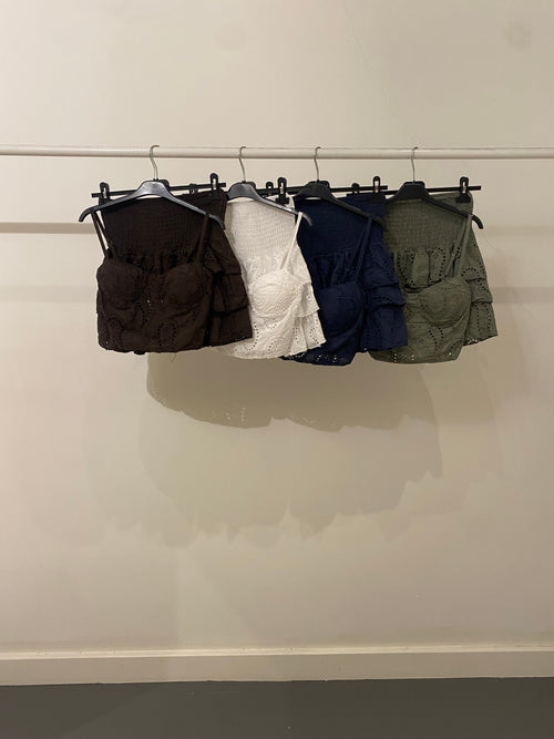 Completo pizzo sangallo top e gonna balze