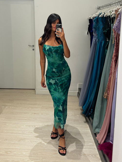 Vestito midì tulle fantasia