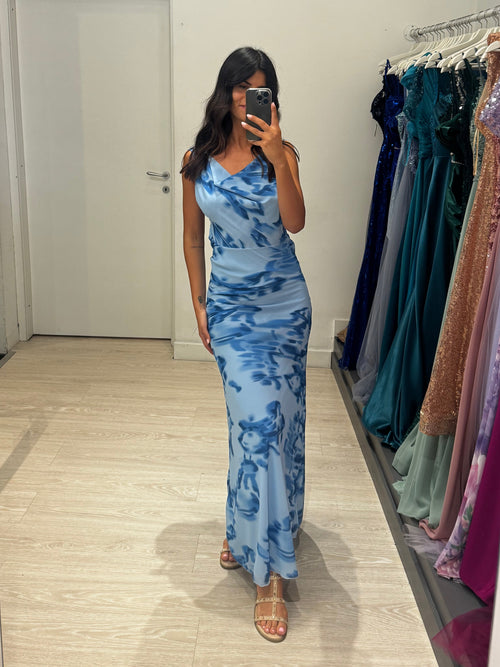 Vestito lungo fantasia scollo morbido