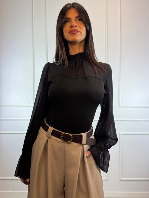 Camicia scollo cuore con fiocco