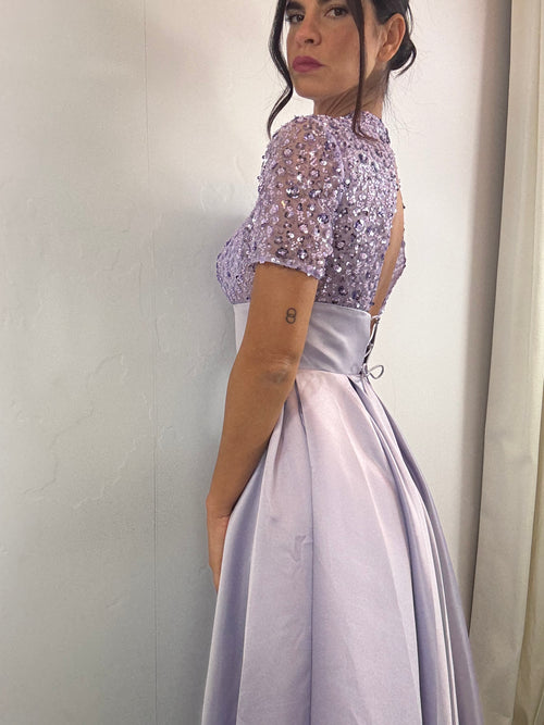 Abito Antonella manica corta paillettes