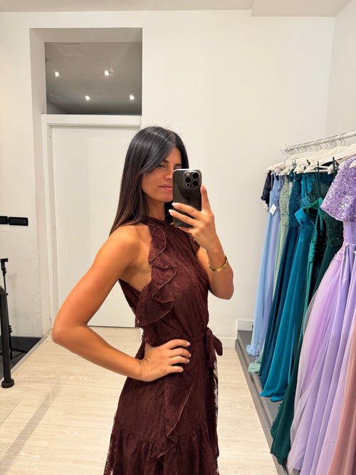 Vestito lungo pizzo scollo americano
