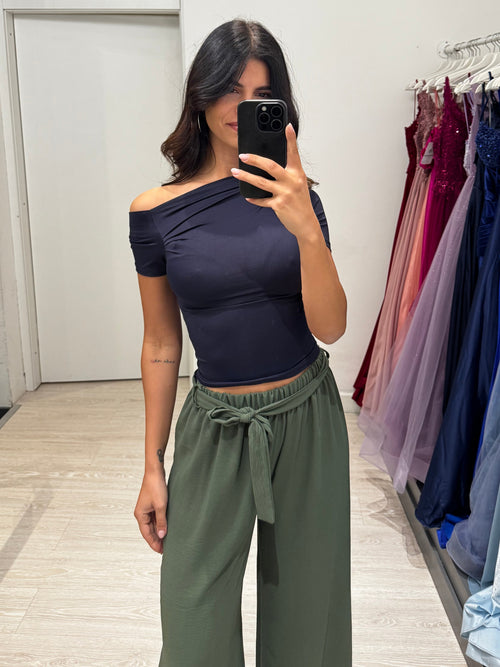 Pantalone palazzo leggero con cintura