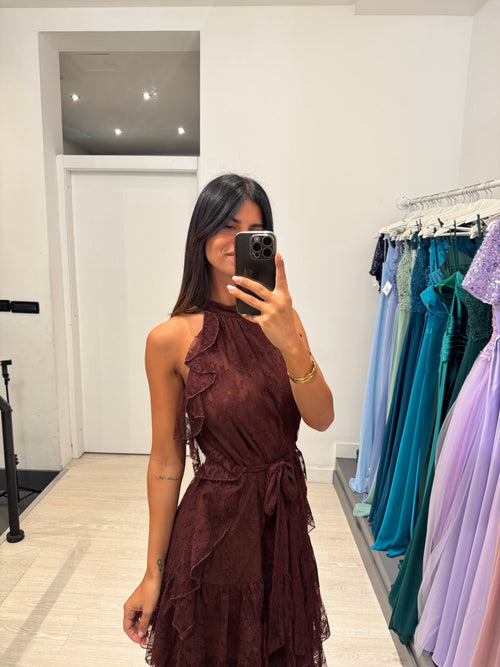 Vestito lungo pizzo scollo americano