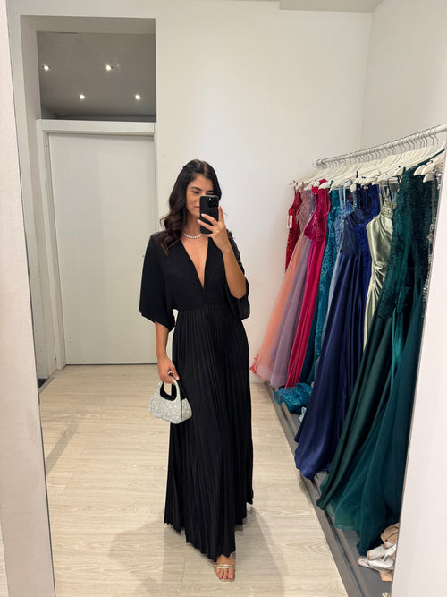 Abito cerimonia maglia plisse lurex manica