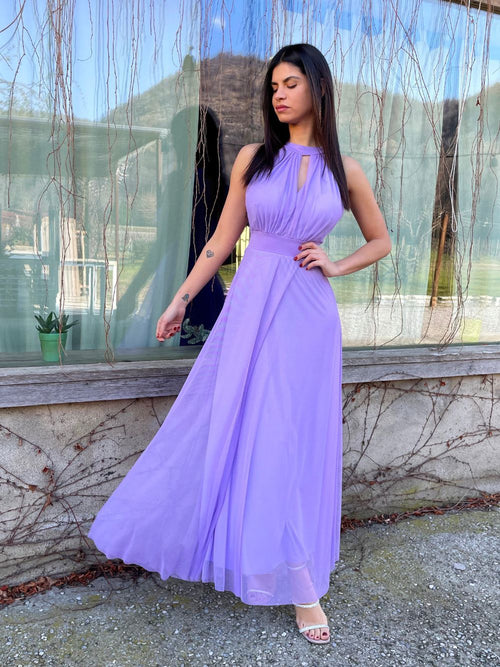 Vestito Giulia lungo tulle scollo americano