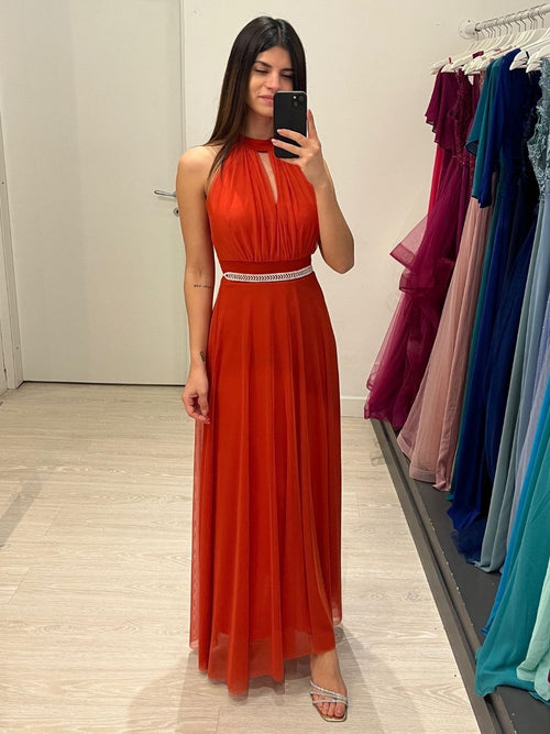 Vestito Giulia lungo tulle scollo americano