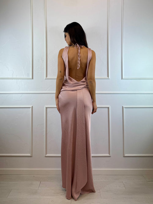 Abito cerimonia satin scollo schiena