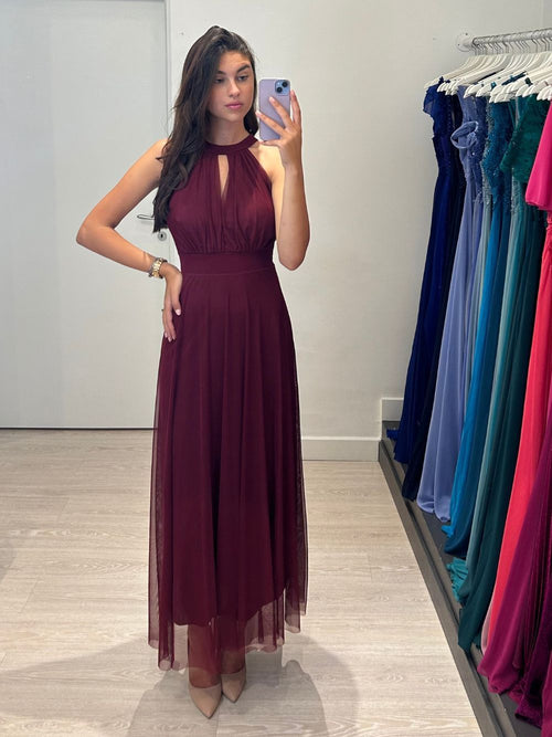 Vestito Giulia lungo tulle scollo americano