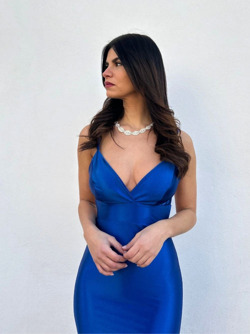 Abito cerimonia sirena raso scollato dietro
