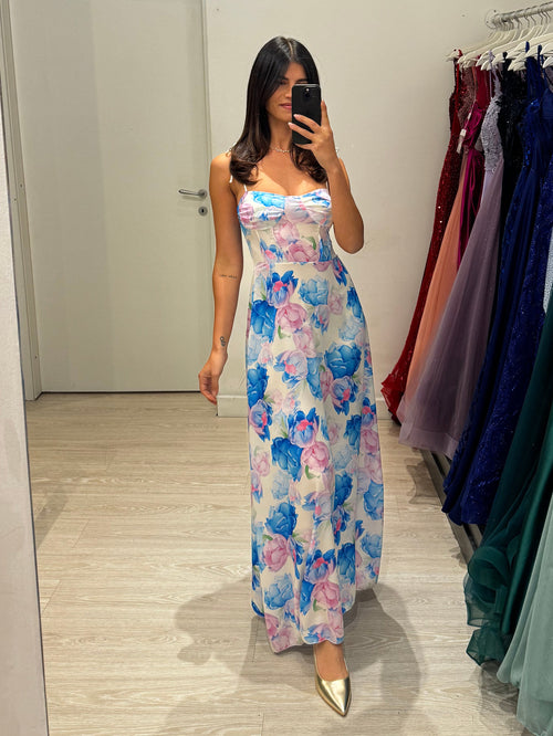 Vestito lungo floreale spalline