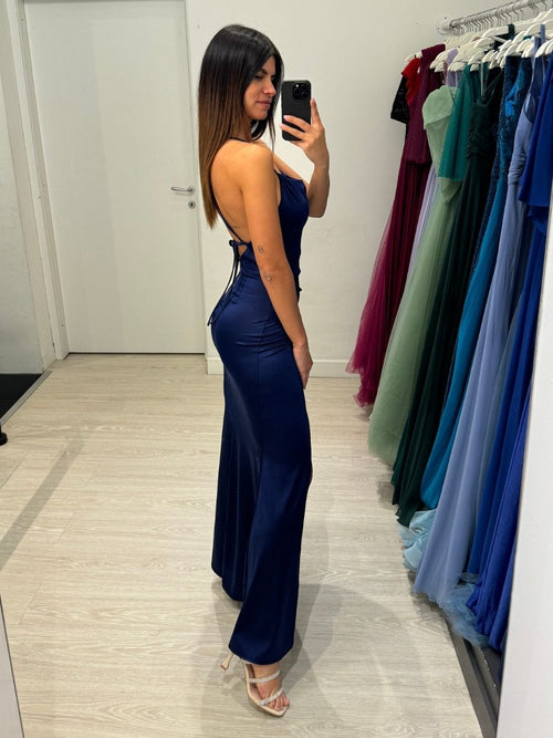 Abito lungo spacco raso incrocio dietro