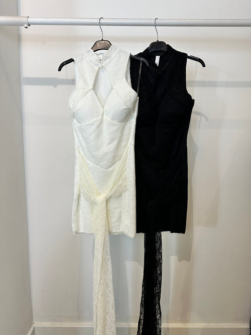 Vestito corto pizzo bottone parkou