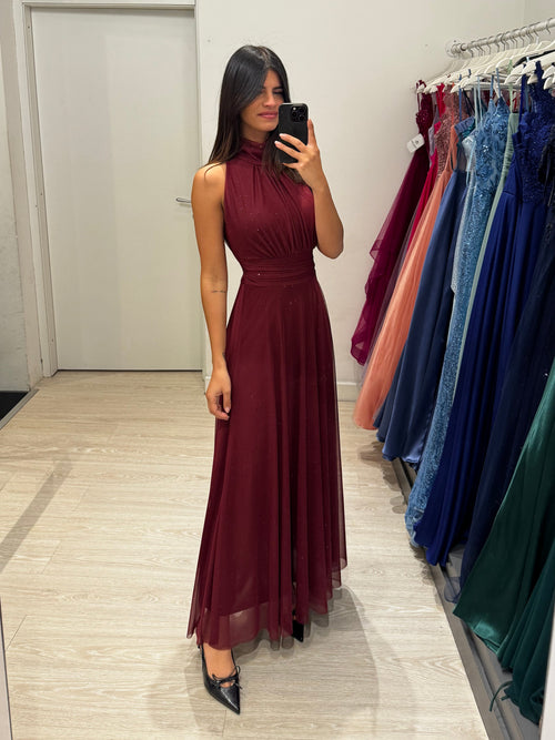 Abito Giulia cerimonia tulle brilli scollo Americana