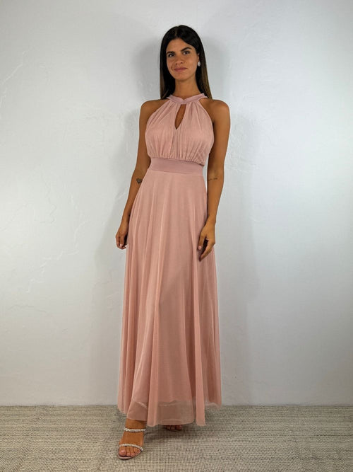 Vestito Giulia lungo tulle scollo americano