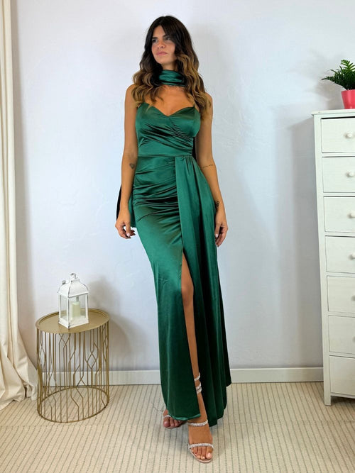 Tubino lungo raso spacco fascia