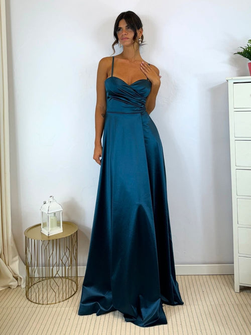 Vestito lungo scollo incrociato morbido