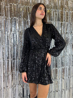 Vestito corto paillettes scollo v