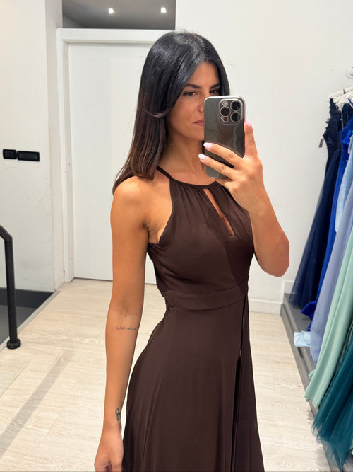 Tuta elegante scollo americano con mantella
