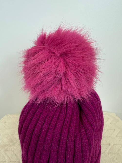 Cuffia lurex con pon pon
