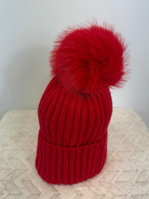 Cuffia lurex con pon pon