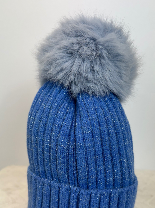 Cuffia lurex con pon pon