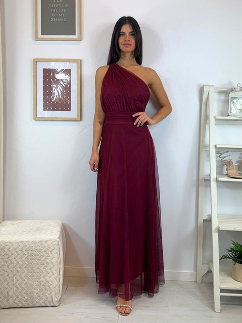 Abito cerimonia tulle monospalla