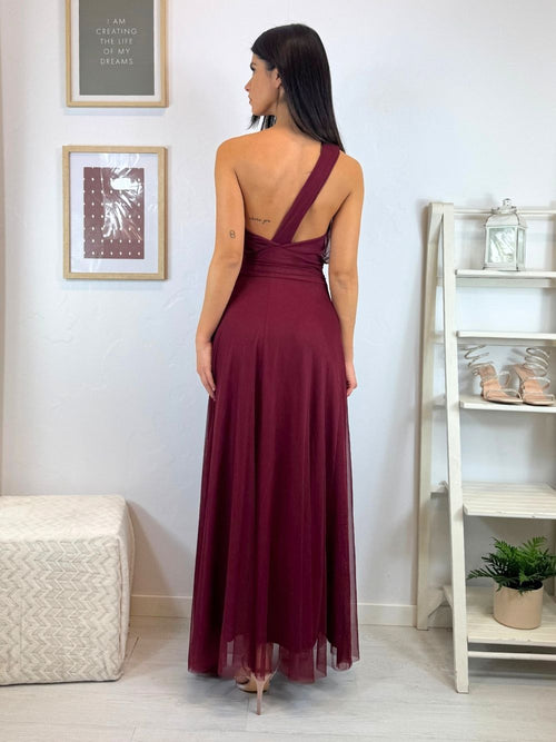 Abito cerimonia tulle monospalla