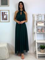 Vestito Giulia lungo tulle scollo americano