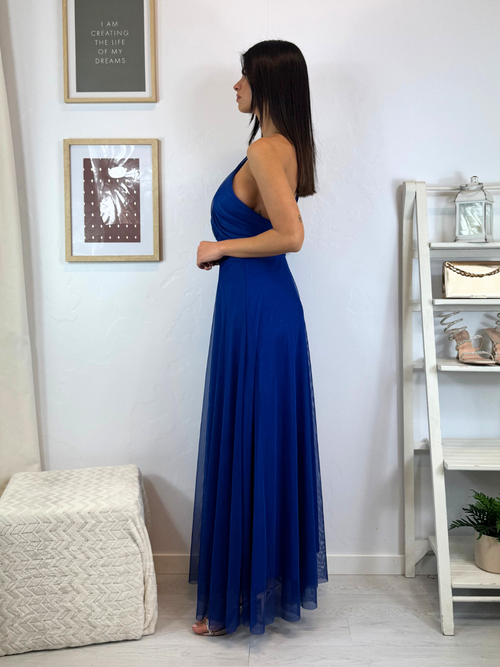 Abito cerimonia tulle monospalla