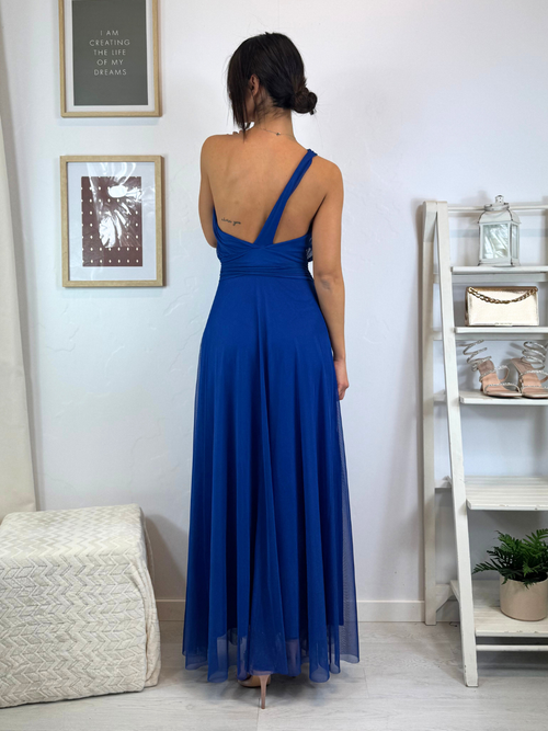 Abito cerimonia tulle monospalla