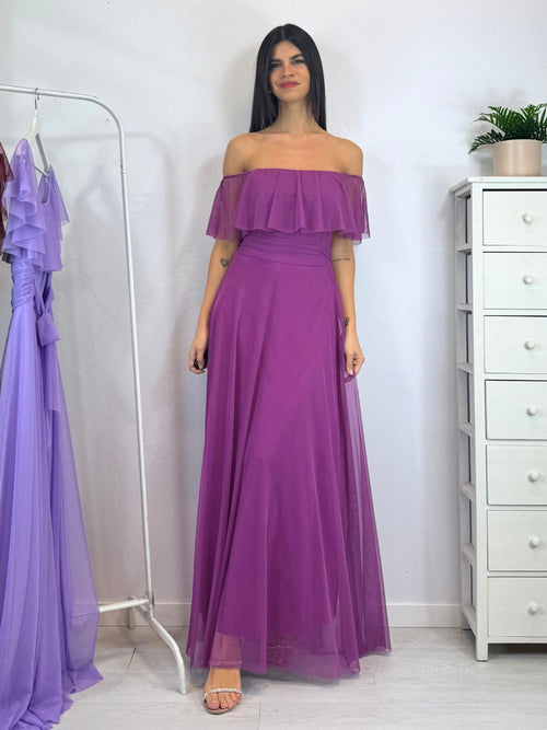 Vestito Giulia lungo tulle manica scesa volant