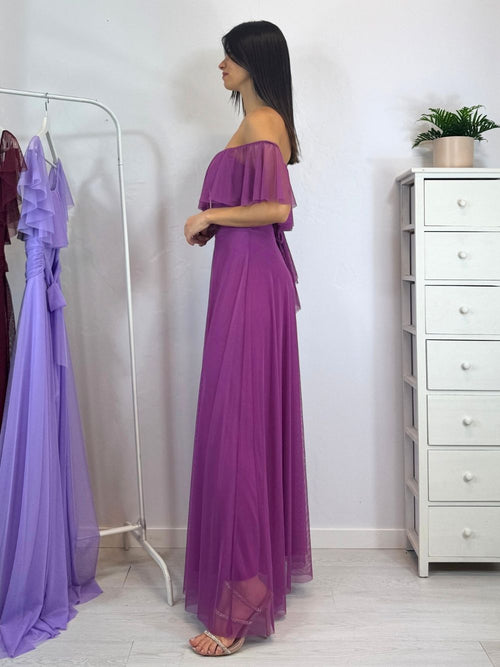 Vestito Giulia lungo tulle manica scesa volant