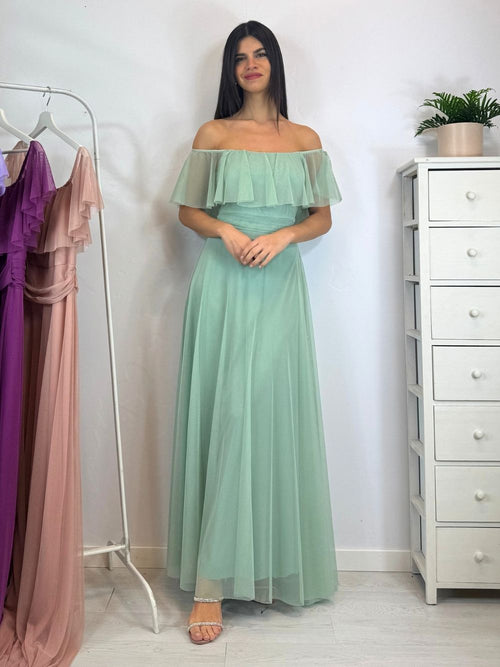 Vestito Giulia lungo tulle manica scesa volant