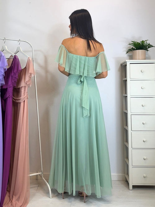 Vestito Giulia lungo tulle manica scesa volant