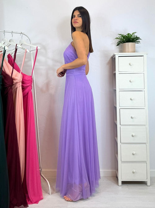 Abito cerimonia tulle monospalla