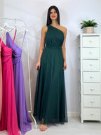 Abito cerimonia tulle monospalla