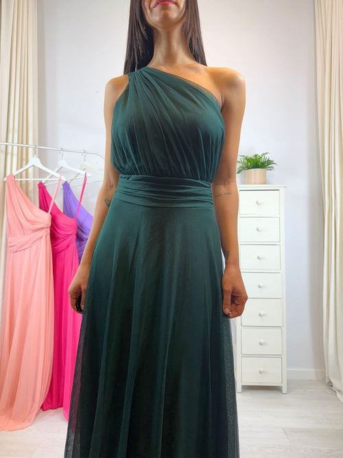 Abito cerimonia tulle monospalla