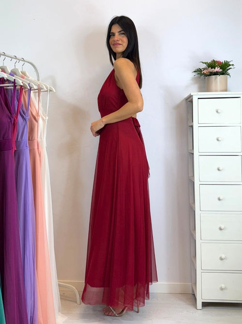 Vestito Giulia lungo tulle scollo americano