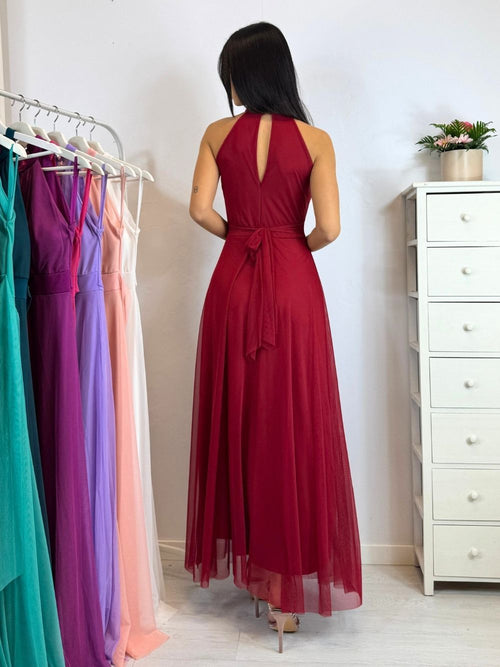 Vestito Giulia lungo tulle scollo americano