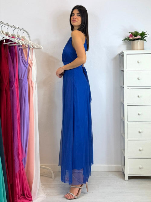 Vestito Giulia lungo tulle scollo americano