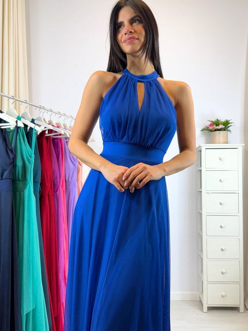 Vestito Giulia lungo tulle scollo americano