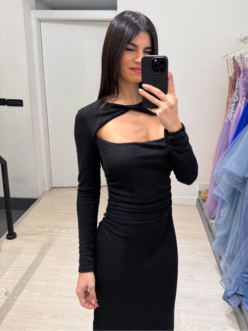 Vestito lungo lurex taglio e spacco