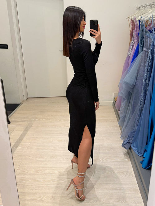 Vestito lungo lurex taglio e spacco