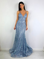 Abito sirena Lulu paillettes incrociato dietro