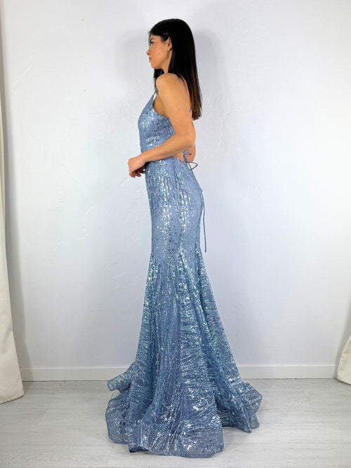 Abito sirena Lulu paillettes incrociato dietro
