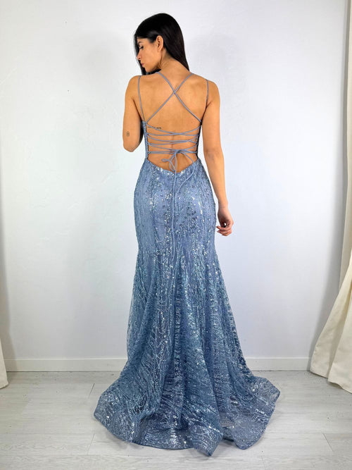 Abito sirena Lulu paillettes incrociato dietro