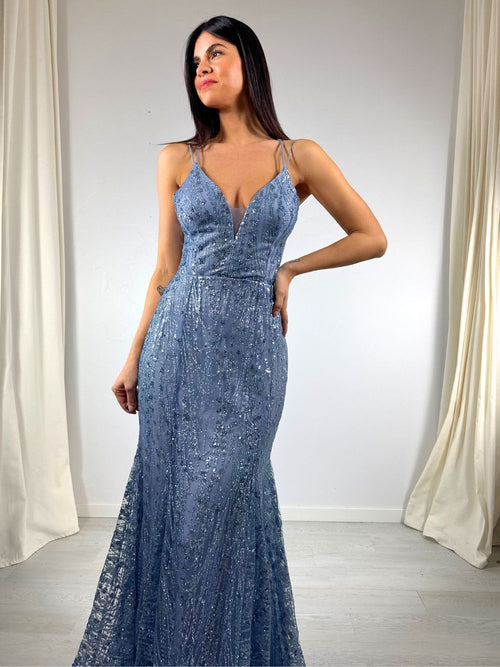 Abito sirena Lulu paillettes incrociato dietro
